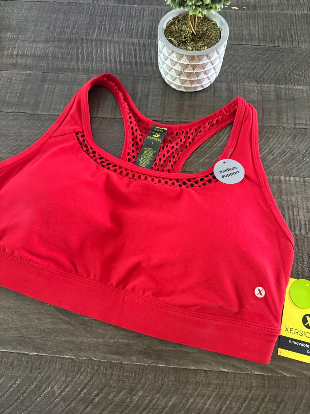 Xersion Red Racerback Medium Support Sports Bra